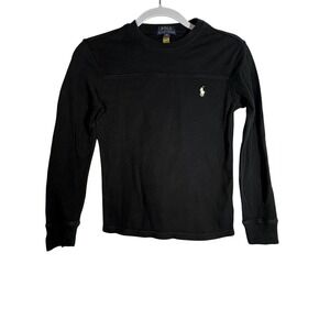 Polo Ralph Lauren Black Long Sleeve Ribbed Tee Boy's size M(10-12) Waffle Knit